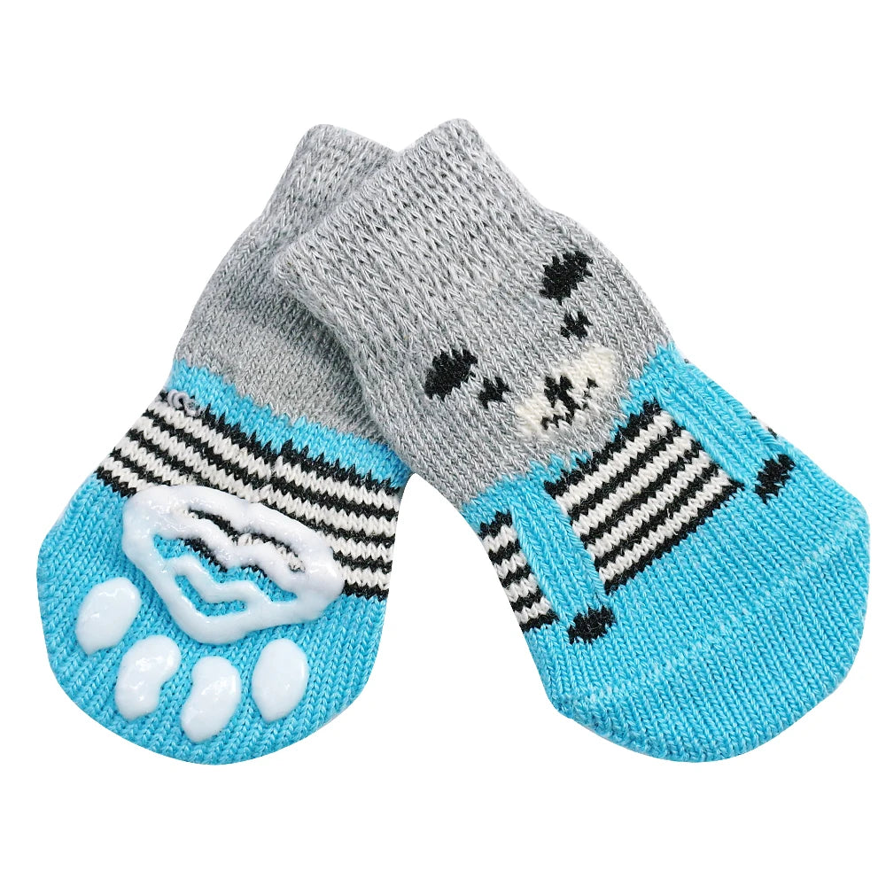 4pcs Set – Cute Anti-Slip Knit Socks for Dogs & Cats