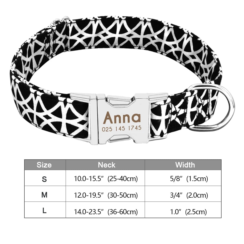 Personalized Dog Collar – Nylon Printed with Free Engraved ID Tag