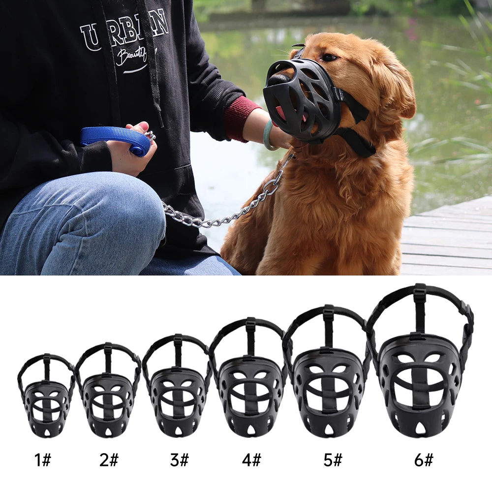 Soft Silicone Dog Muzzle – Breathable Basket Muzzle with Adjustable Straps for Small, Medium & Large Dogs