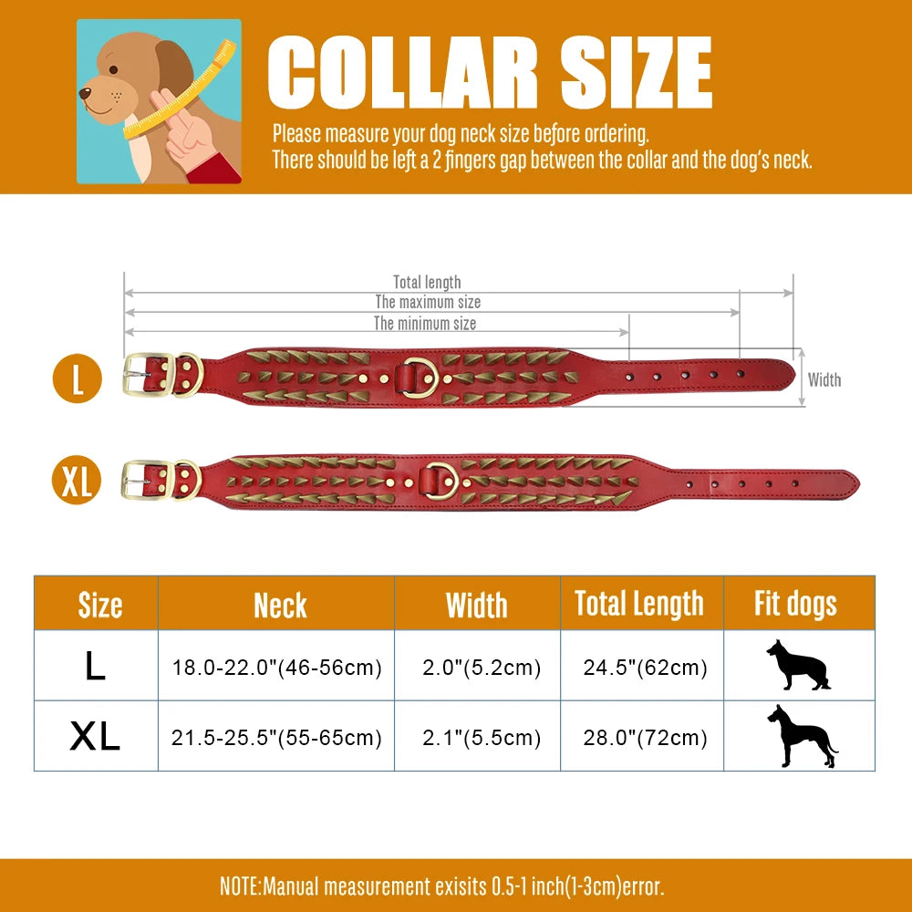 Cool Spiked Studded Leather Dog Collar – Durable Strong Collar for Medium & Large Dogs (Pitbull, Bulldog, Boxer)