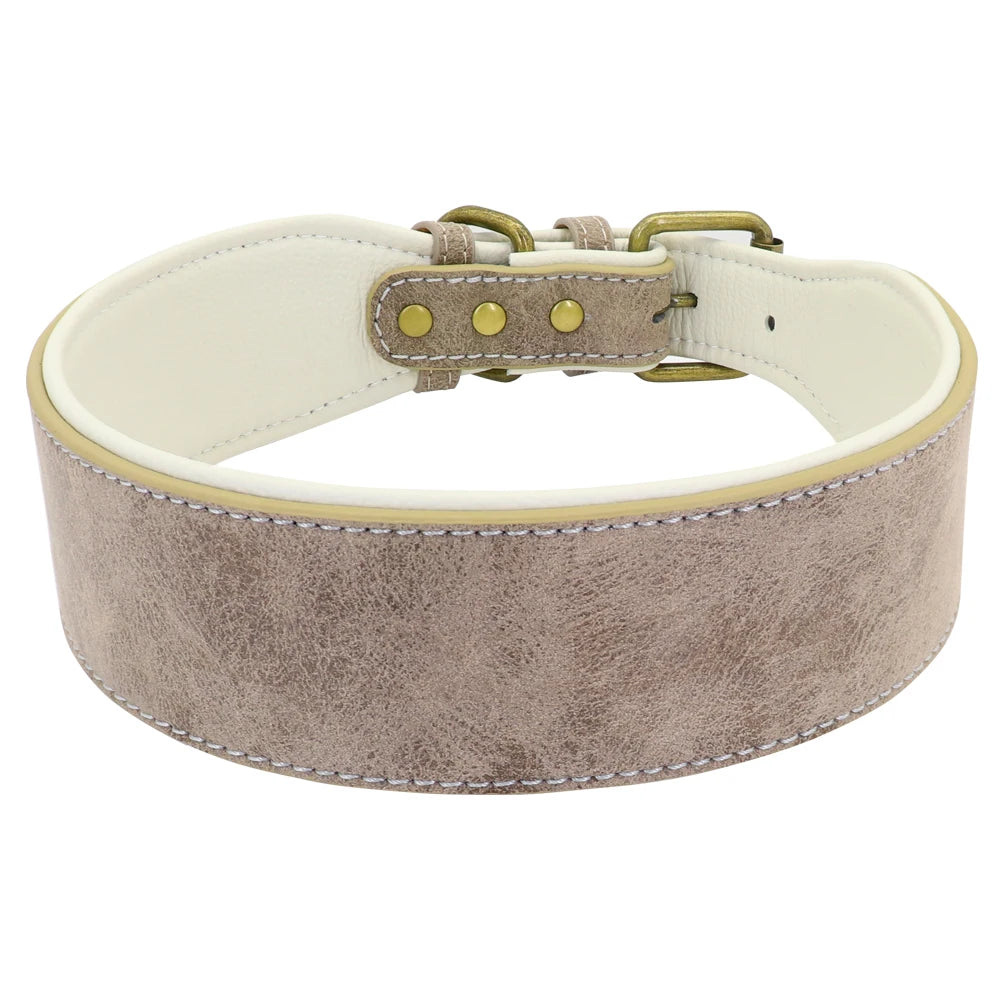 Wide Leather Dog Collar – Soft Padded & Adjustable | Durable Pet Collar for Pitbulls, German Shepherds, Bulldogs & Large Breeds (XL–2XL)