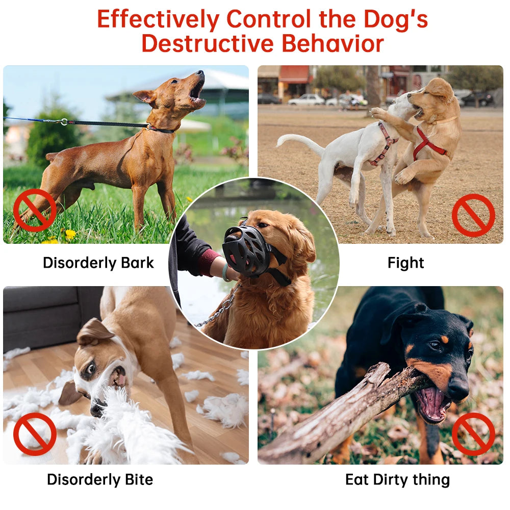 Soft Silicone Dog Muzzle – Breathable Basket Muzzle with Adjustable Straps for Small, Medium & Large Dogs
