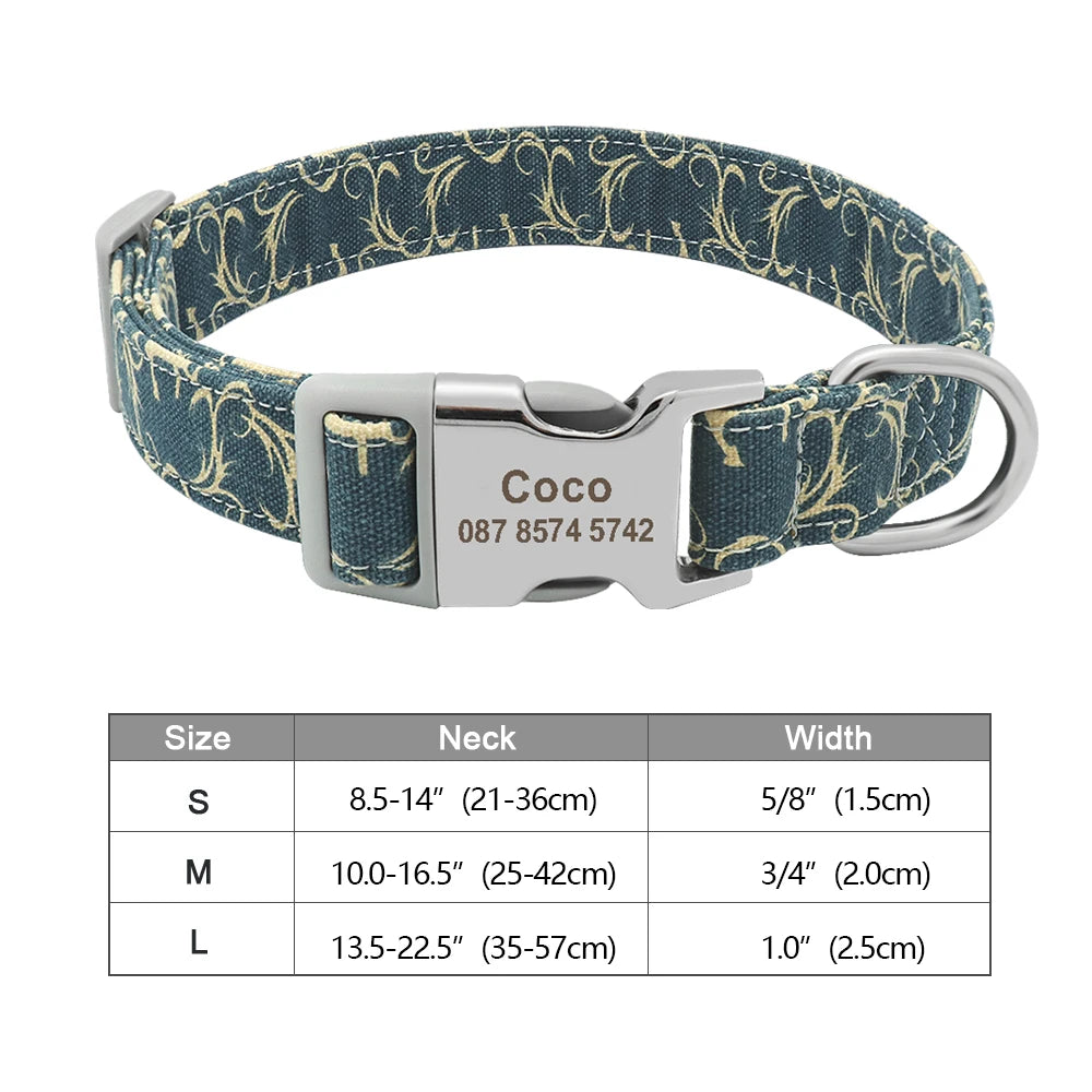 Personalized Dog Collar – Nylon Printed with Free Engraved ID Tag