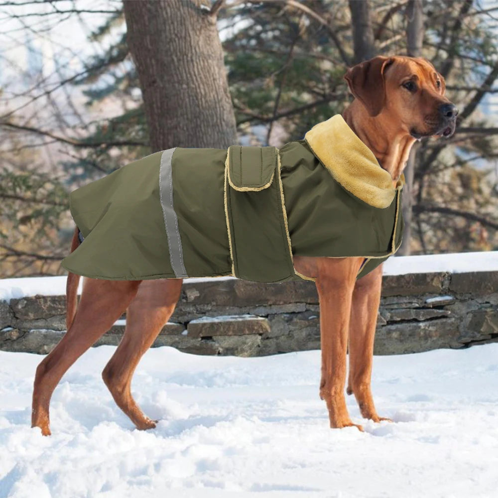 Winter Outdoor Dog Jacket – Waterproof Reflective Coat for Medium & Large Dogs