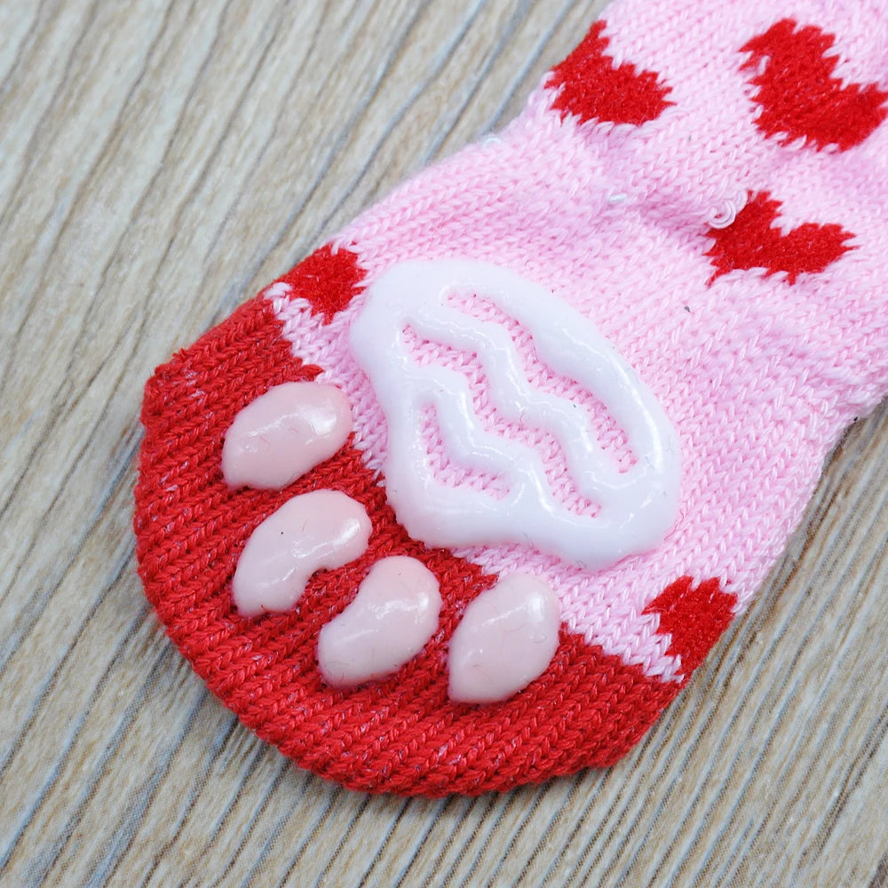 4pcs Set – Cute Anti-Slip Knit Socks for Dogs & Cats