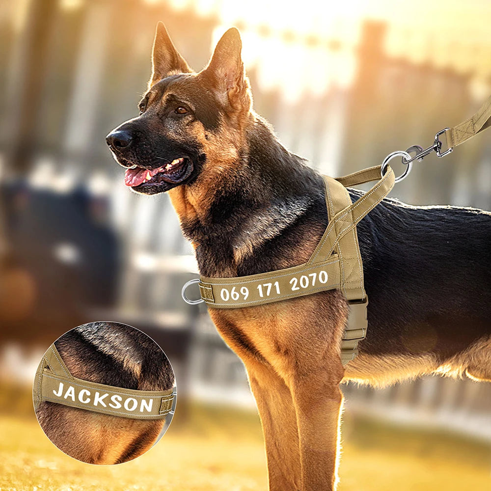Personalized Reflective No-Pull Dog Harness – Adjustable Nylon Training Vest for Medium & Large Dogs