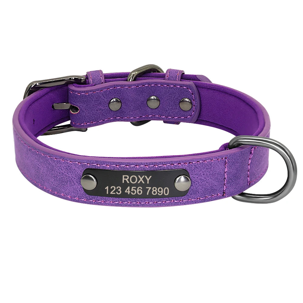 Personalized Dog Collar Custom Engraved Dog Tag Collar Leather Pet Puppy Cat ID Tags Collars For Small Medium Large Dogs Pitbull