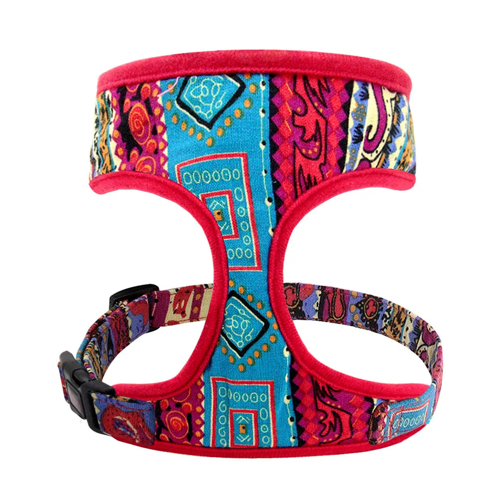 Adjustable Nylon Dog Harness Breathable Printed Dog Harness Vest For Small Medium Large Dogs French Bulldog Pet Supplies