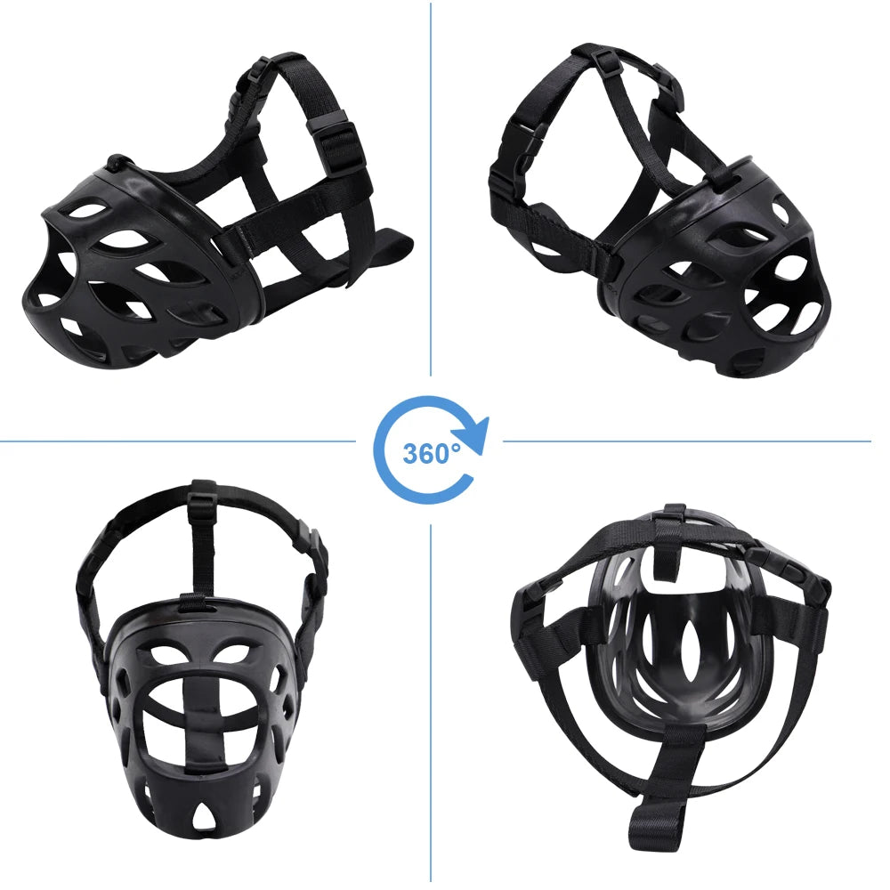 Soft Silicone Dog Muzzle – Breathable Basket Muzzle with Adjustable Straps for Small, Medium & Large Dogs