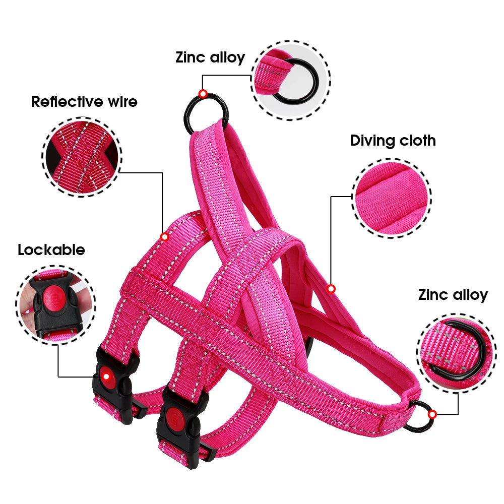 No Pull Nylon Dog Harness Reflective Adjustable Dog Harness Vest For Medium Large Dogs Walking Training Belt Pet Supplies