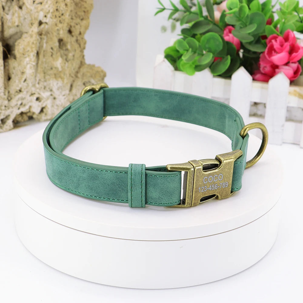 Personalized Leather Dog Collar – Free Engraved ID Tag for Dogs