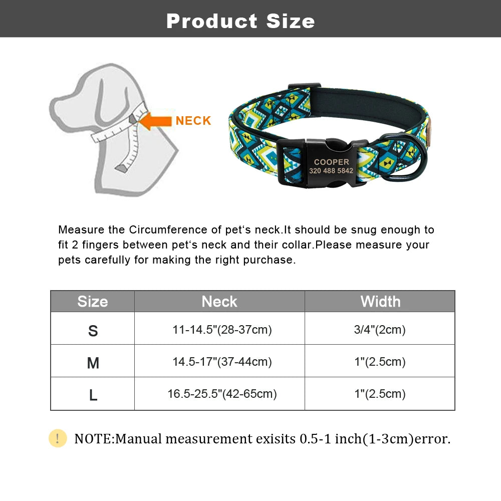Custom Engraved Dog Collar + Optional Leash – Personalized Nylon ID Tag for Small, Medium & Large Dogs
