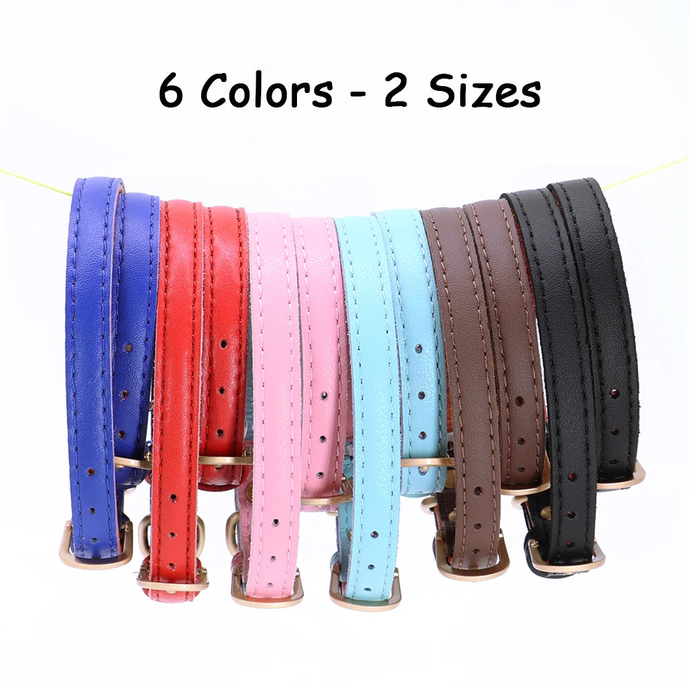 Personalized Leather Cat Collar – Custom Engraved Nameplate with Bell – Adjustable for Kittens, Cats & Small Dogs