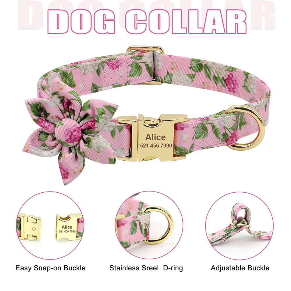 Adjustable Nylon Mesh Dog Harness Leash Set – Cute Printed Vest & Collar for Small & Medium Dogs & Cats (French Bulldog, Chihuahua, Yorkie, Puppy)