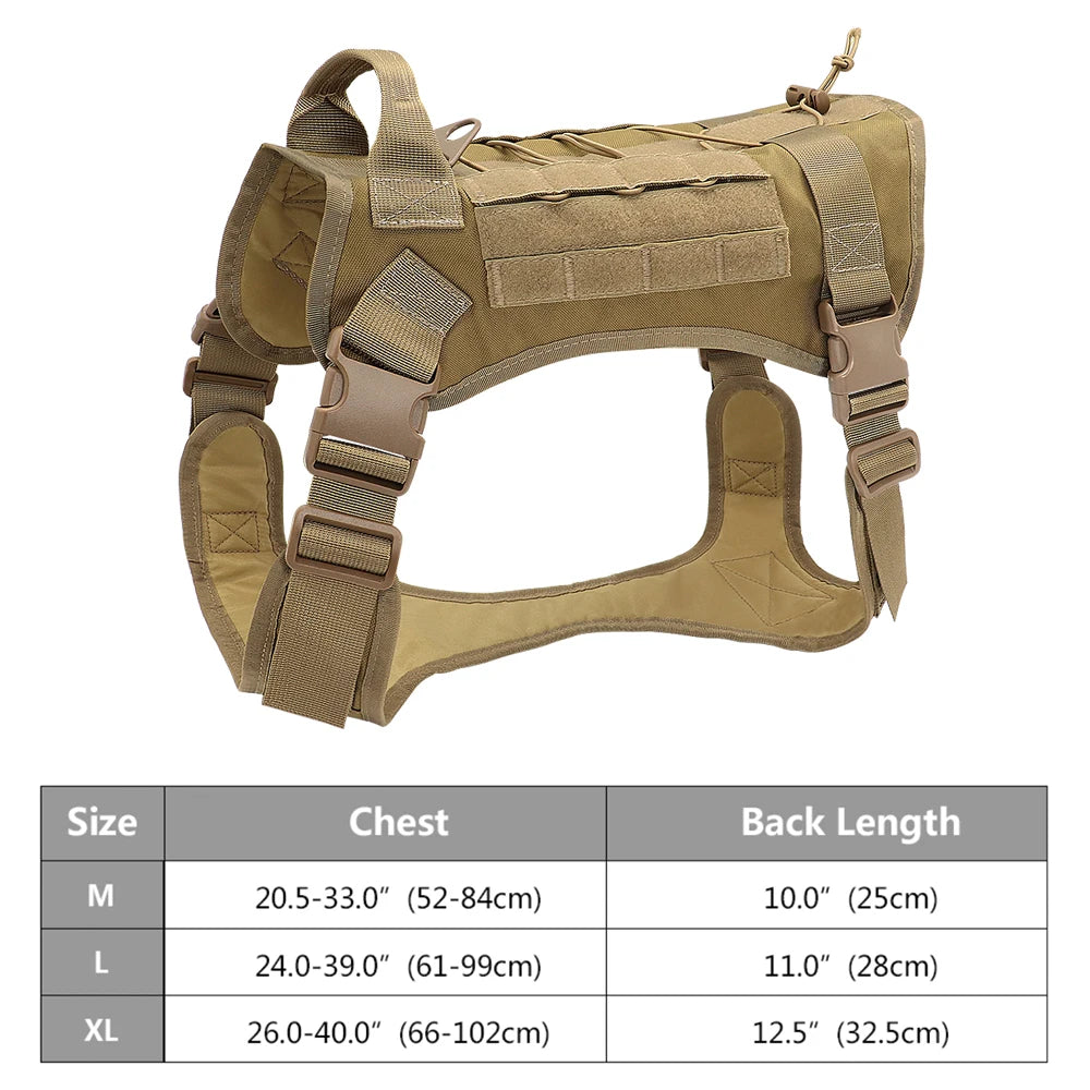 Tactical Dog Harness – No Pull Adjustable Military Training Harness with Handle & Molle System for Medium & Large Dogs