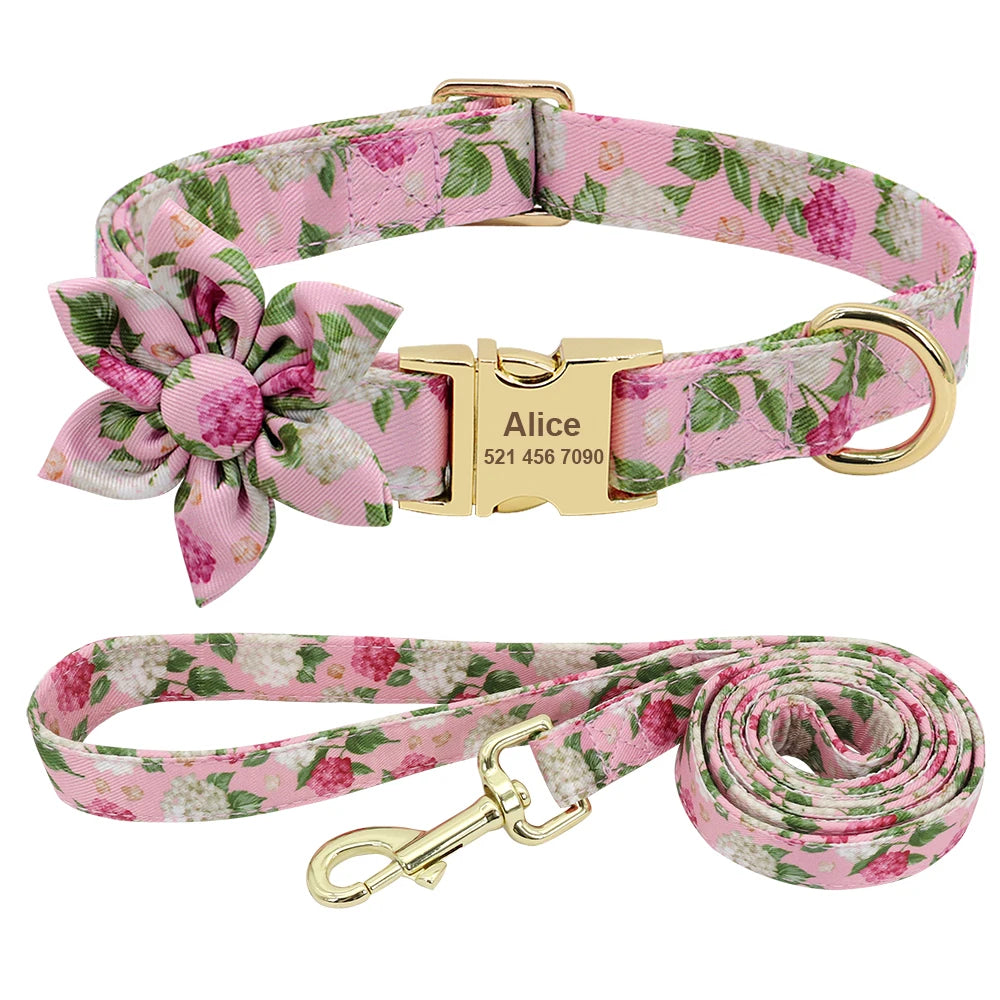 Personalized Nylon Dog Collar with Engraved ID Tag – Custom Printed Pet Collar for Small, Medium & Large Dogs