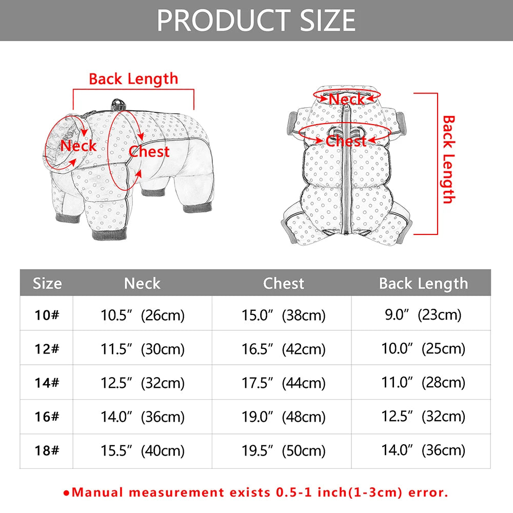 Waterproof Warm Dog Clothes – Winter Jumpsuit for Small, Medium & Large Dogs