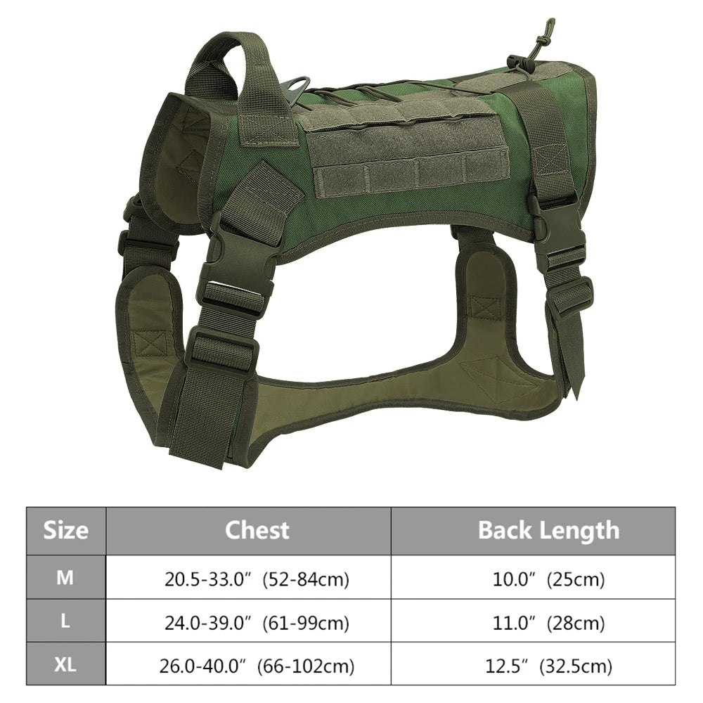 Tactical Dog Harness – No Pull Adjustable Military Training Harness with Handle & Molle System for Medium & Large Dogs