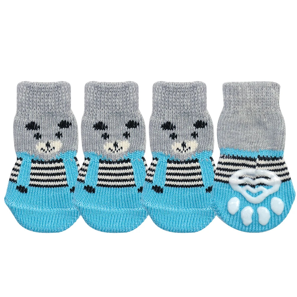 4pcs Set – Cute Anti-Slip Knit Socks for Dogs & Cats