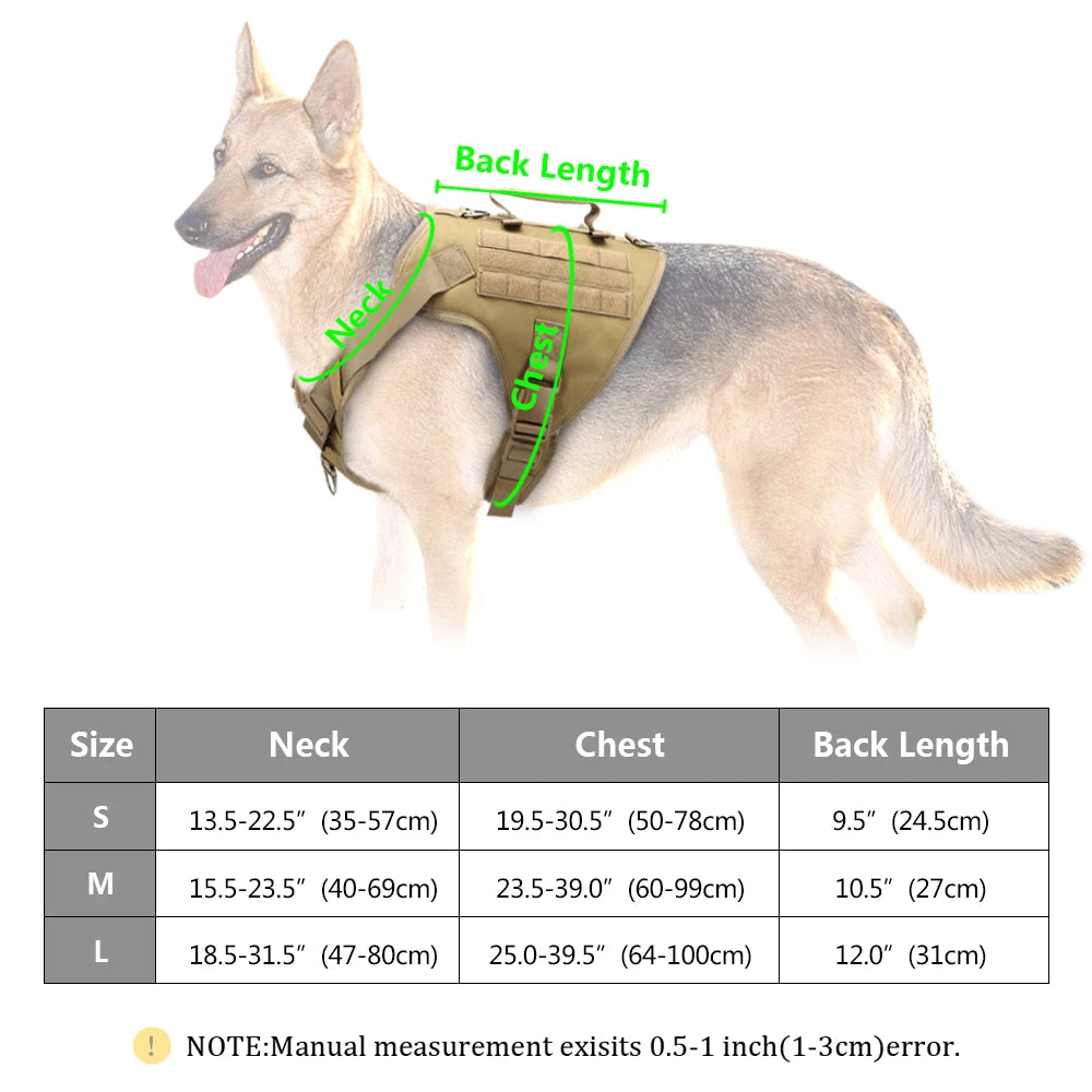 Tactical Dog Harness – Military Training MOLLE Vest for Medium & Large Dogs