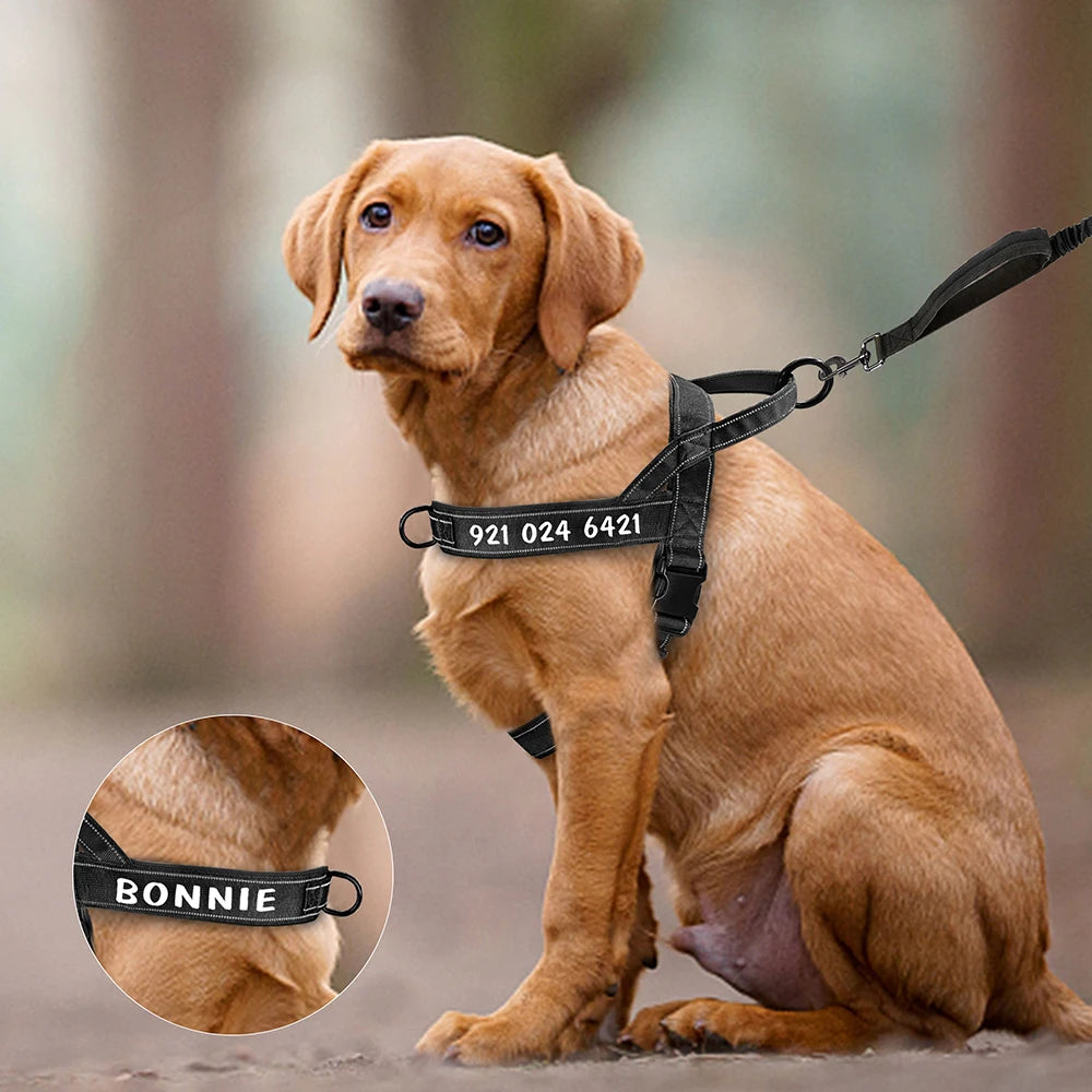 Personalized Reflective No-Pull Dog Harness – Adjustable Nylon Training Vest for Medium & Large Dogs