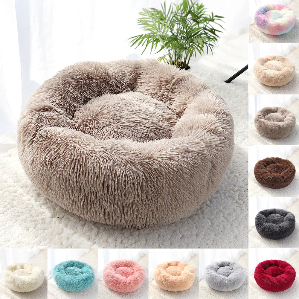 Fluffy Calming Pet Bed – Plush Round Dog & Cat Bed