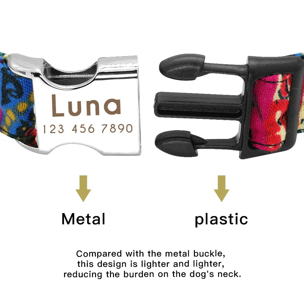 Personalized Dog Collar – Nylon Printed with Free Engraved ID Tag