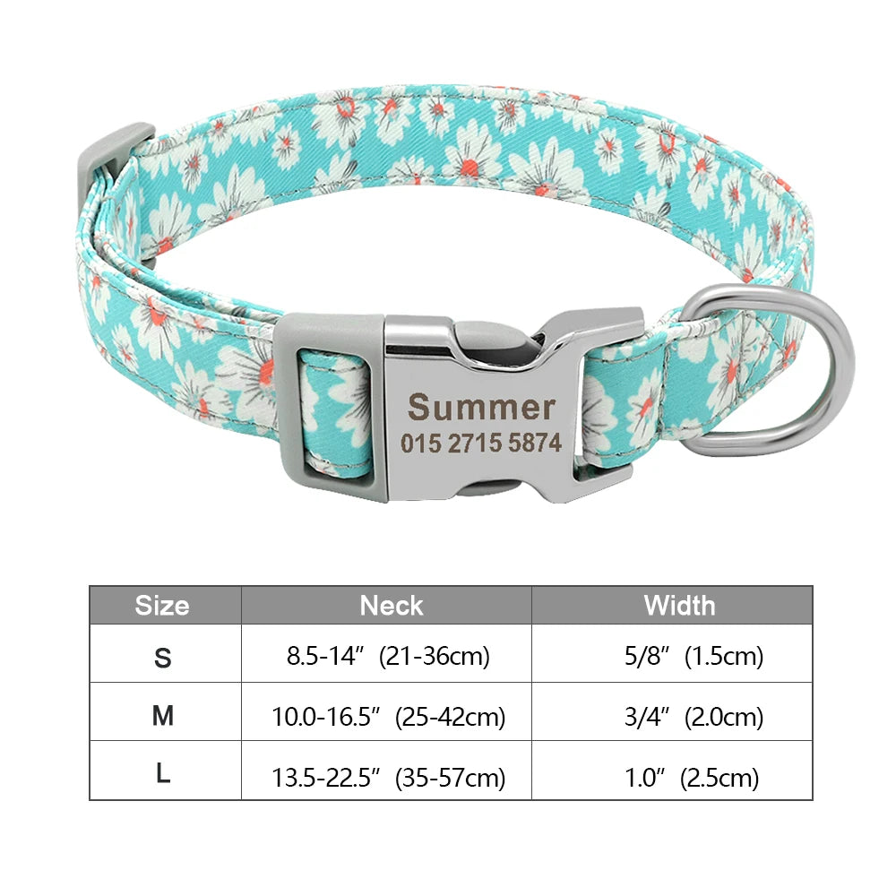 Personalized Dog Collar – Nylon Printed with Free Engraved ID Tag