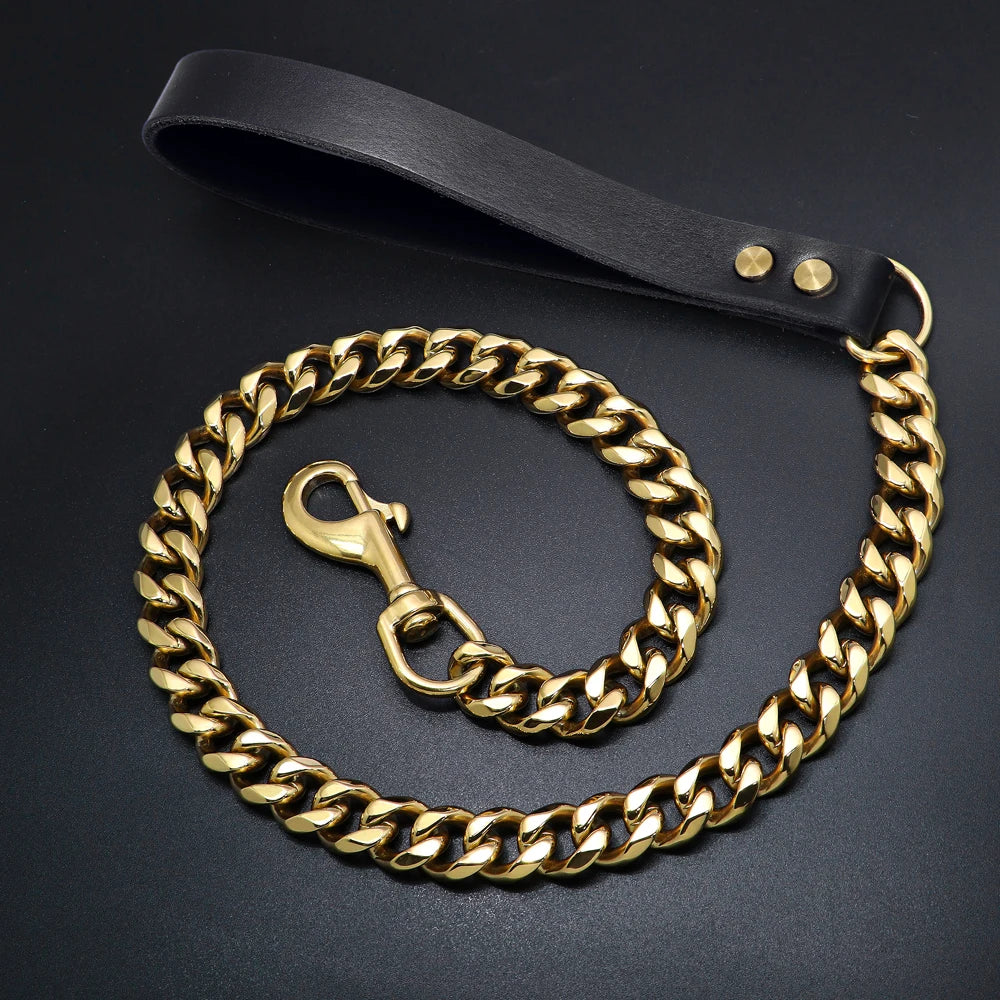 Stainless Steel Dog Chain Collar & Leash Set – Heavy Duty Training Collar for Medium & Large Dogs
