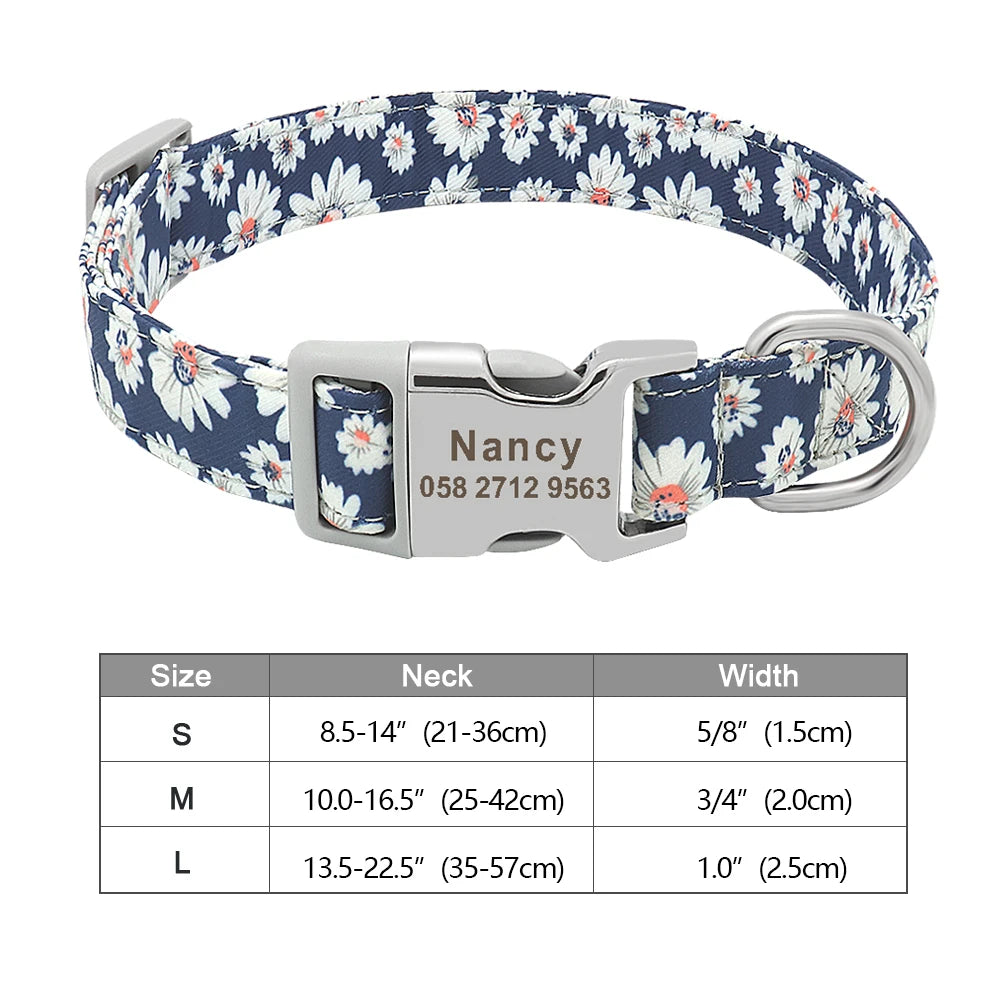 Personalized Dog Collar – Nylon Printed with Free Engraved ID Tag