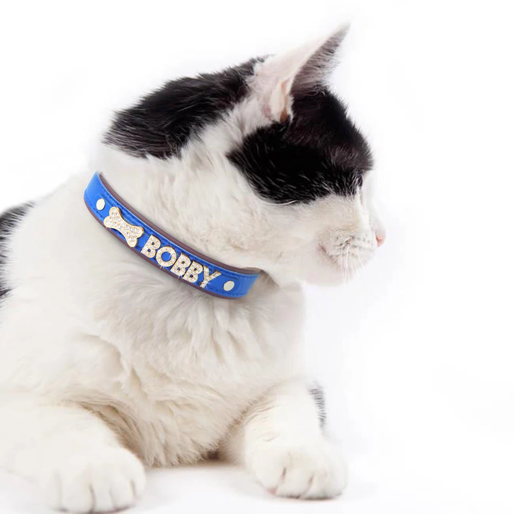 Personalized Small Dog Cat Collar – DIY Rhinestone Bling Charm