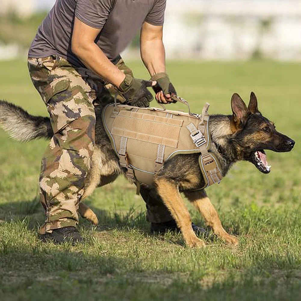 Tactical Dog Harness – No Pull Adjustable Military Training Harness with Handle & Molle System for Medium & Large Dogs