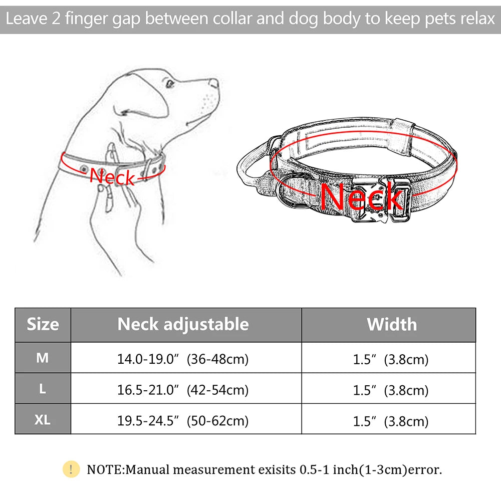 Custom Nylon Dog Collar – Military Tactical Reflective Collar for Medium & Large Dogs