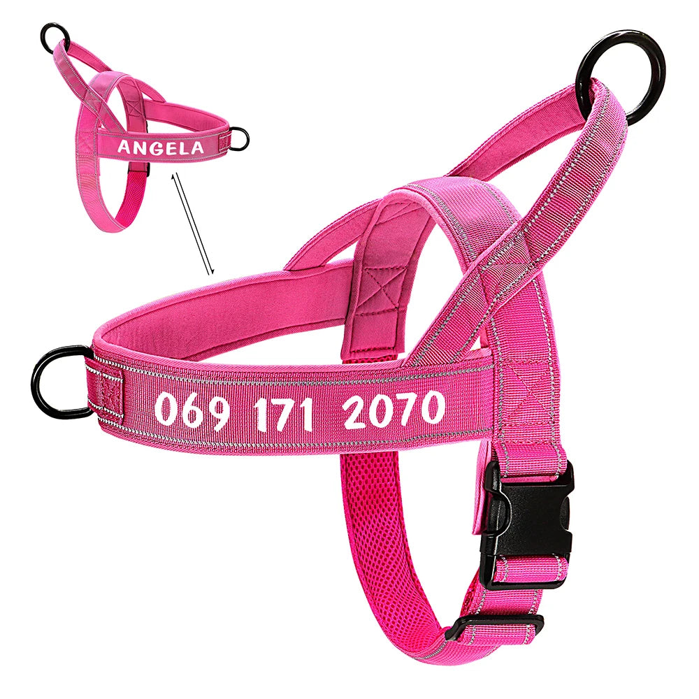 Personalized Reflective No-Pull Dog Harness – Adjustable Nylon Training Vest for Medium & Large Dogs