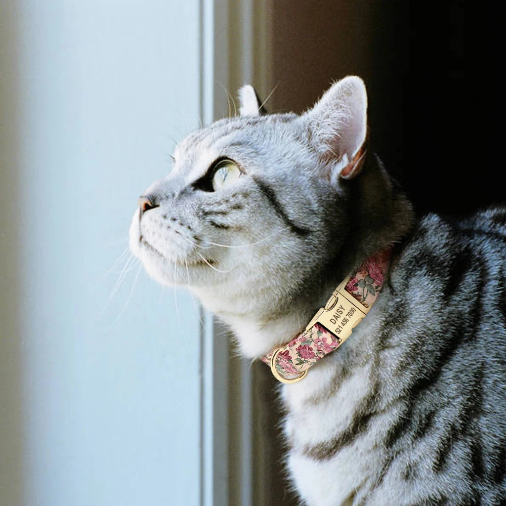 Personalized Dog Collar – Nylon Printed with Free Engraved ID Tag