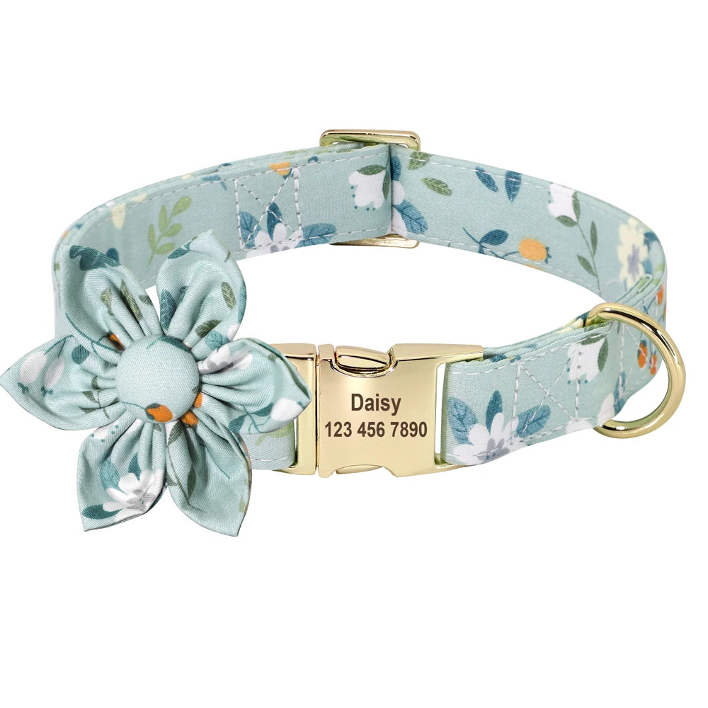 Personalized Nylon Dog Collar with Engraved ID Tag – Custom Printed Pet Collar for Small, Medium & Large Dogs