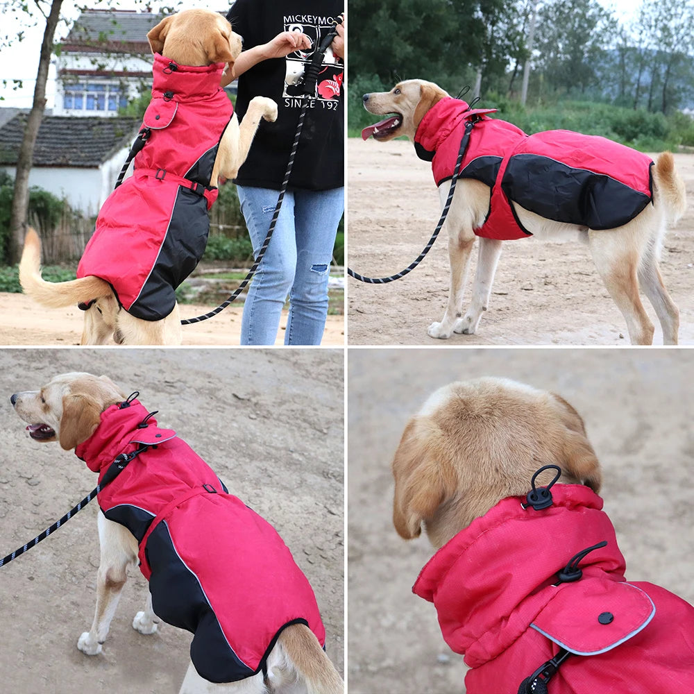 Waterproof Large Dog Coat – Warm Reflective Winter Jacket for Medium & Big Dogs (XL–6XL)