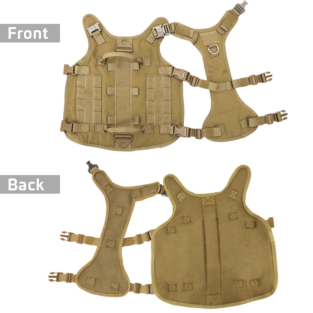 Tactical Military Dog Harness, Collar & Leash Set – Durable MOLLE Training Vest with Pouches & Flag for Large Dogs