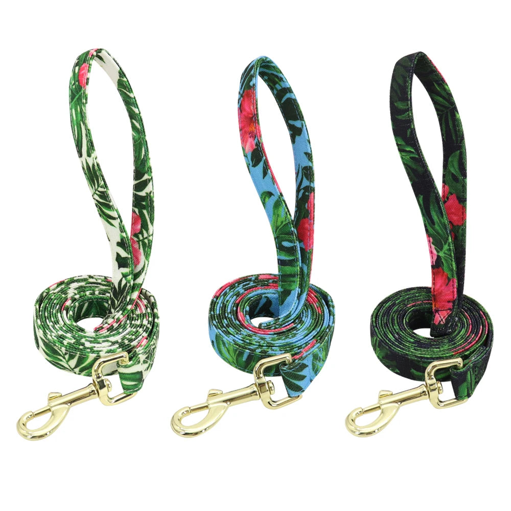 Printed Mesh Dog & Cat Harness Leash Set – Adjustable No-Pull Pet Vest with Matching Lead (Pink / Black / Blue)