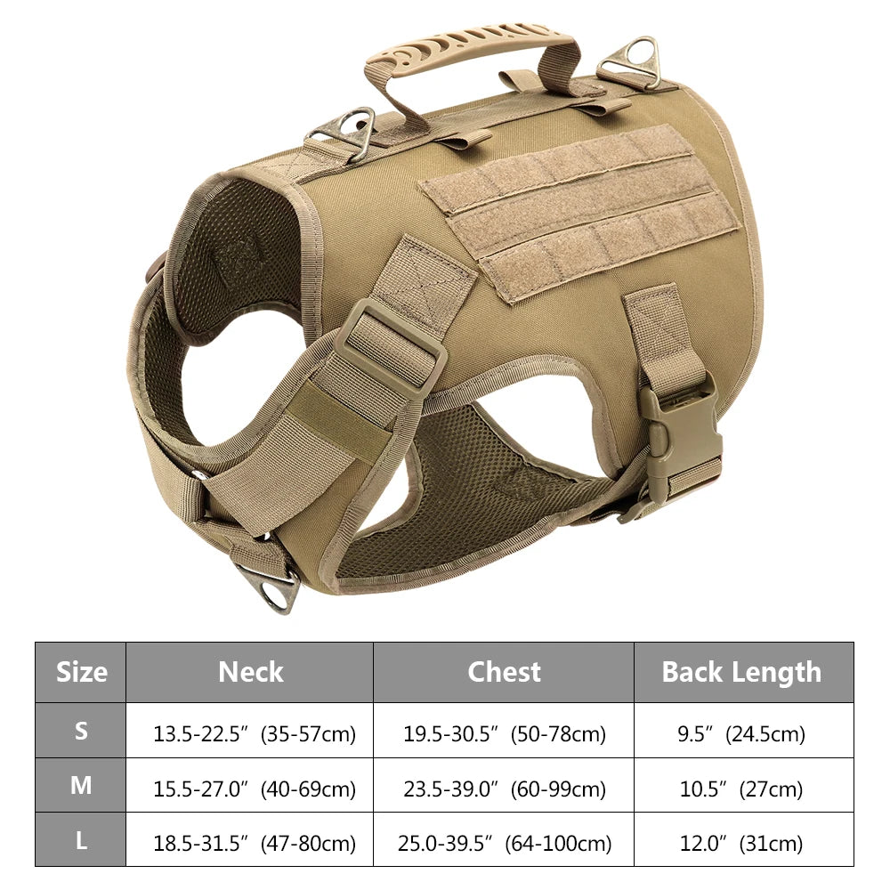 Tactical Dog Harness – No Pull Adjustable Military Training Harness with Handle & Molle System for Medium & Large Dogs
