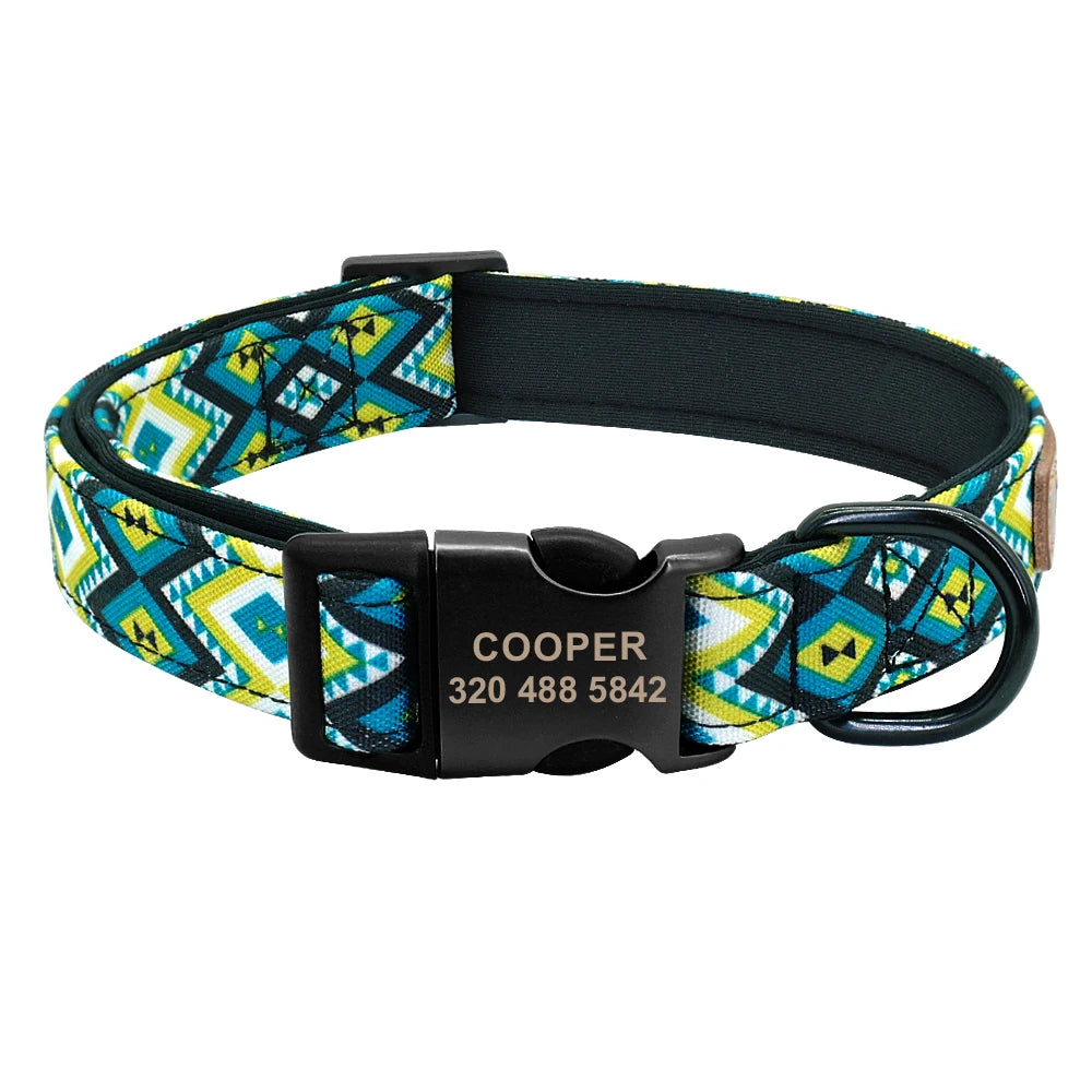 Custom Engraved Dog Collar + Optional Leash – Personalized Nylon ID Tag for Small, Medium & Large Dogs