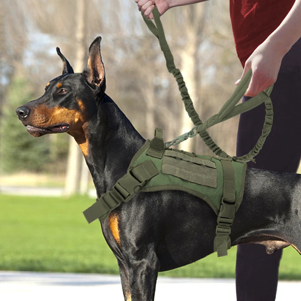 Tactical Dog Harness – No Pull Adjustable Military Training Harness with Handle & Molle System for Medium & Large Dogs