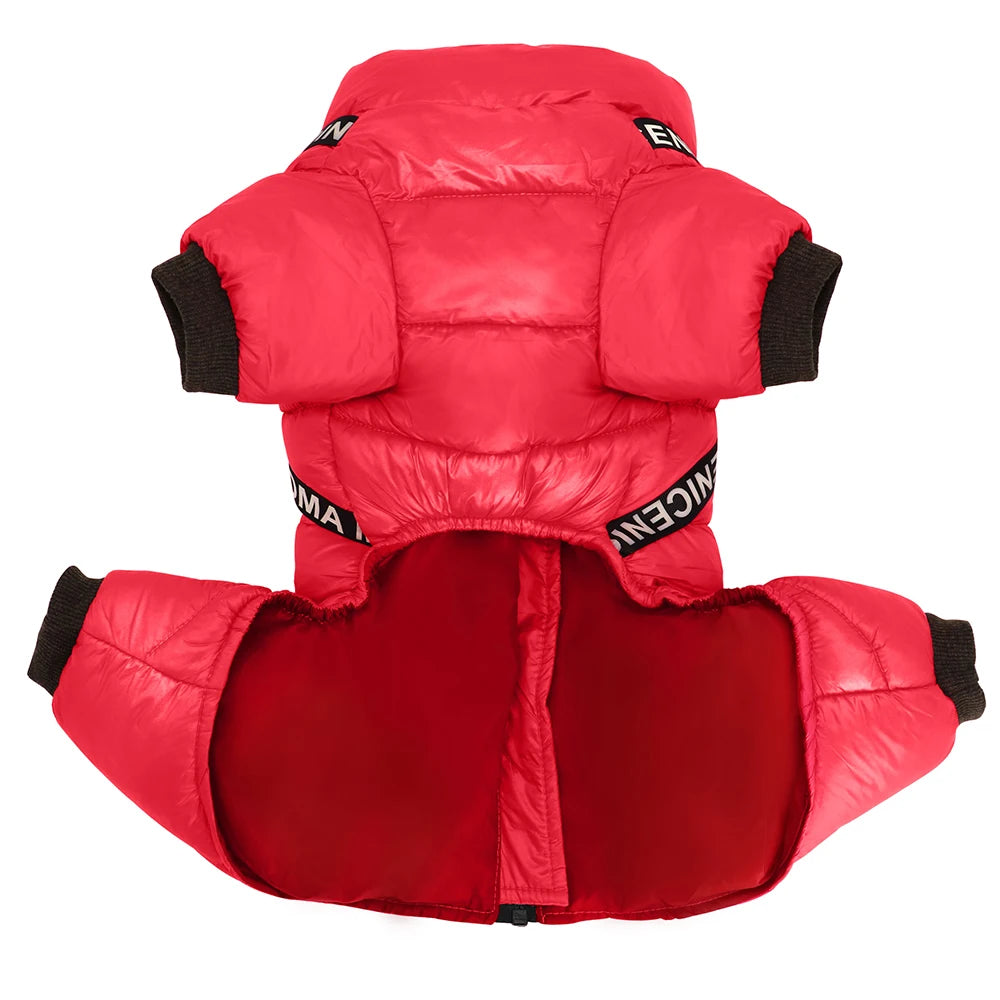 Warm Large Dog Jacket Coat With Harness – Winter Waterproof Dog Jumpsuit