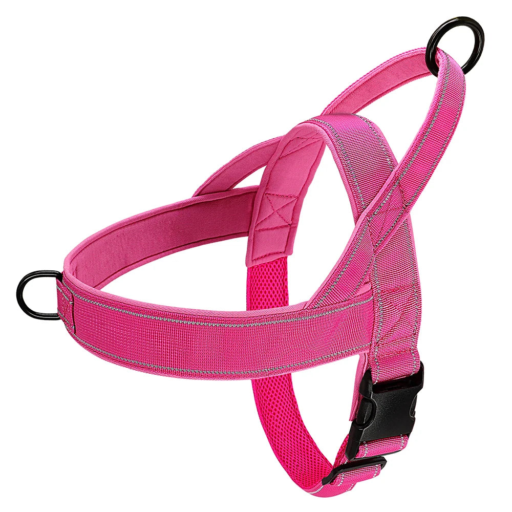 Reflective No Pull Nylon Dog Harness – Adjustable Training & Walking Vest for Medium & Large Dogs