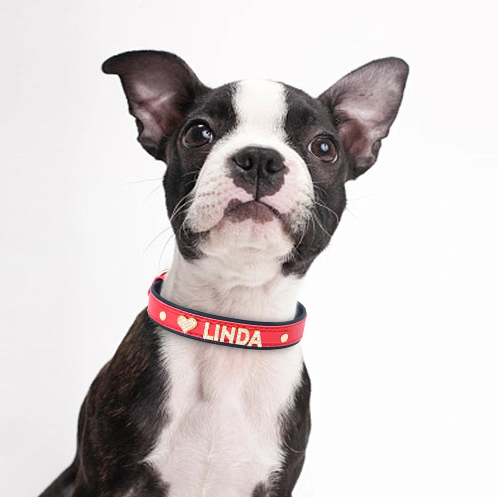 ✨ Personalized Bling Rhinestone Dog Collar – For Small Dogs & Cats ✨