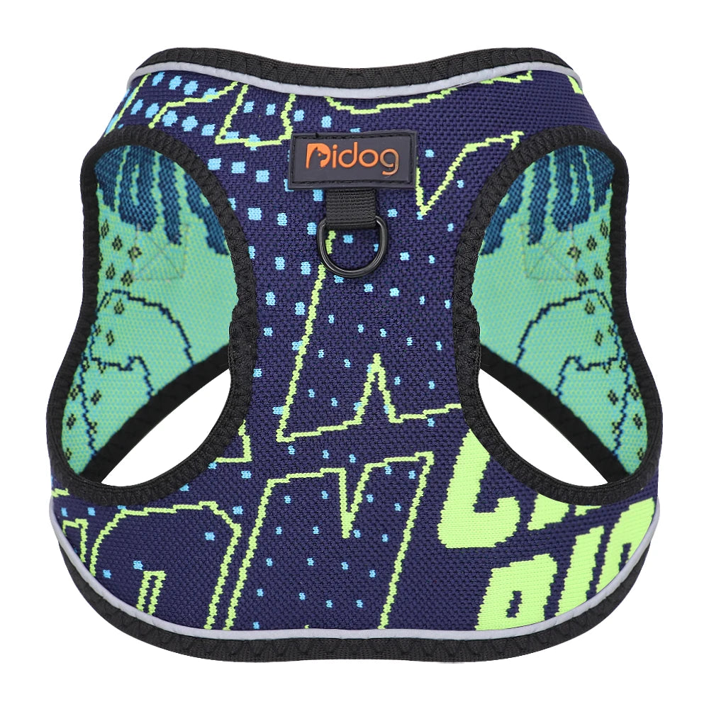 Nylon Printed Pet Dog Harness Vest Adjustable No Pull Puppy Dog Cat Harness Reflective For Small Medium Dogs Chihuahua Pug