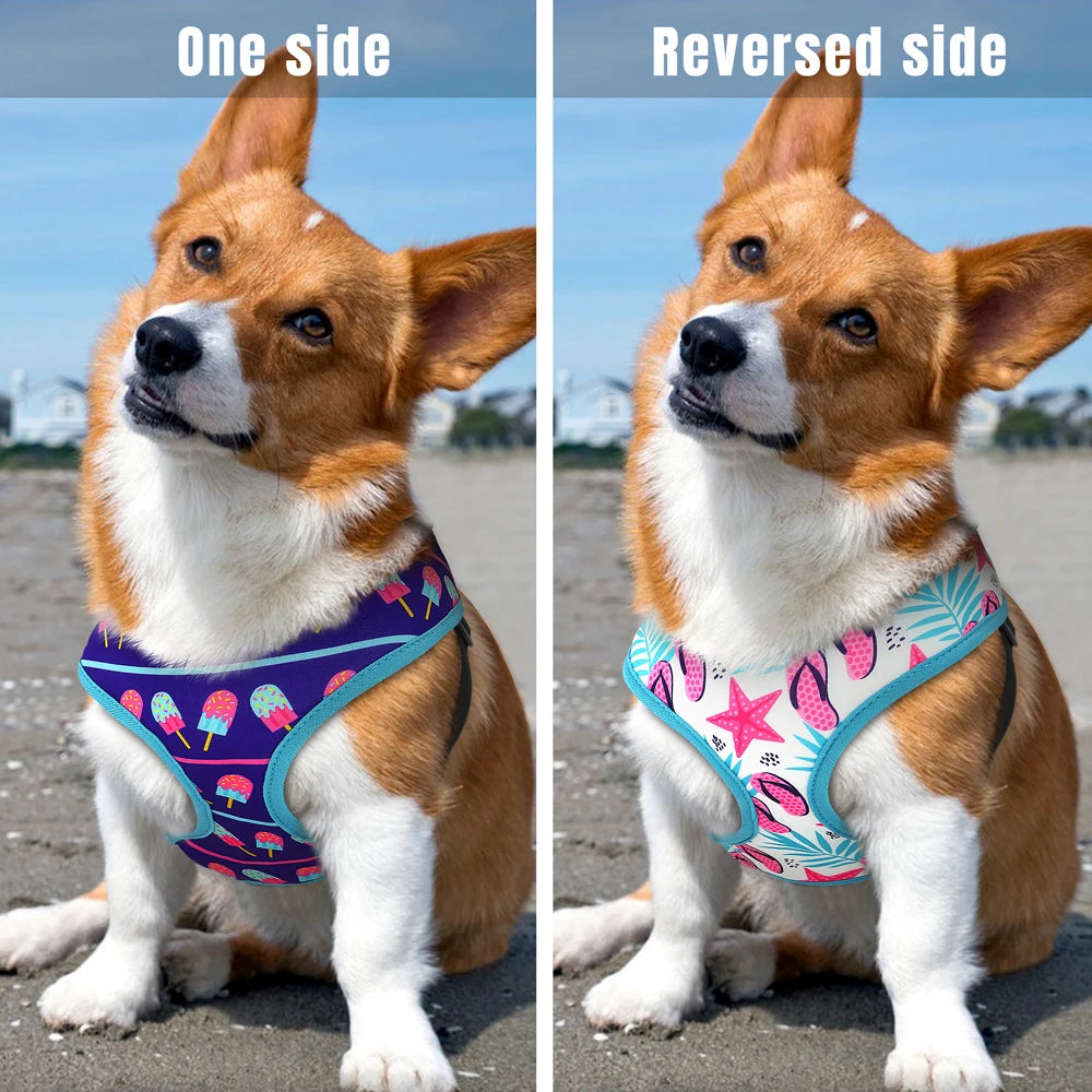 Cute Printed French Bulldog Pug Chihuahua Dog Cat Harness Adjustable Puppy Harness Vest Reversible For Small Medium Dogs Cats