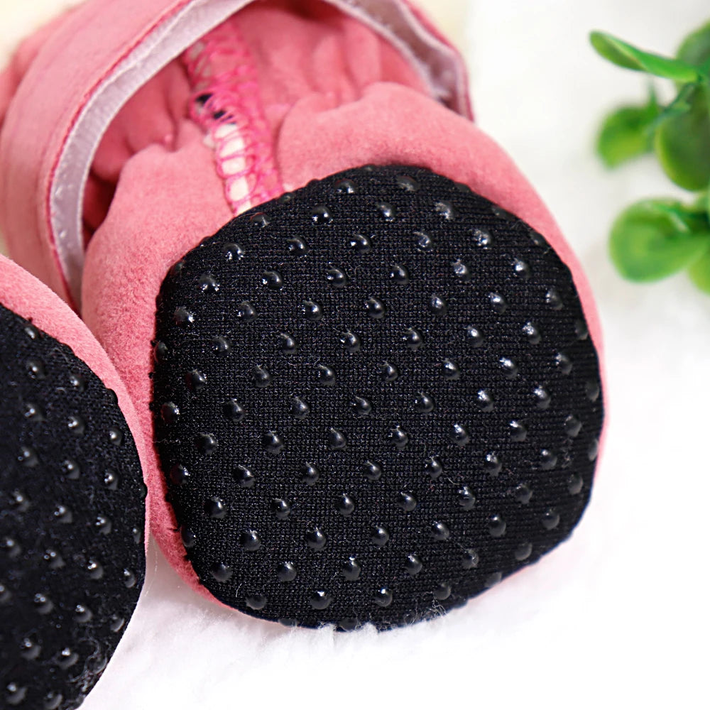 4pcs Pet Dog Shoes – Waterproof Winter Boots with Anti-Slip Soles for Small Dogs