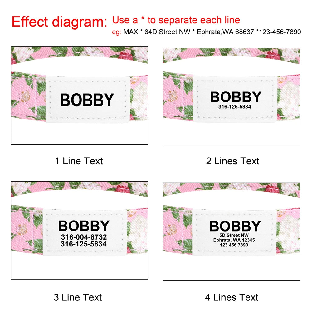 Customized Nylon Dog Collar – Floral Printed Personalized ID Tag for Dogs & Cats