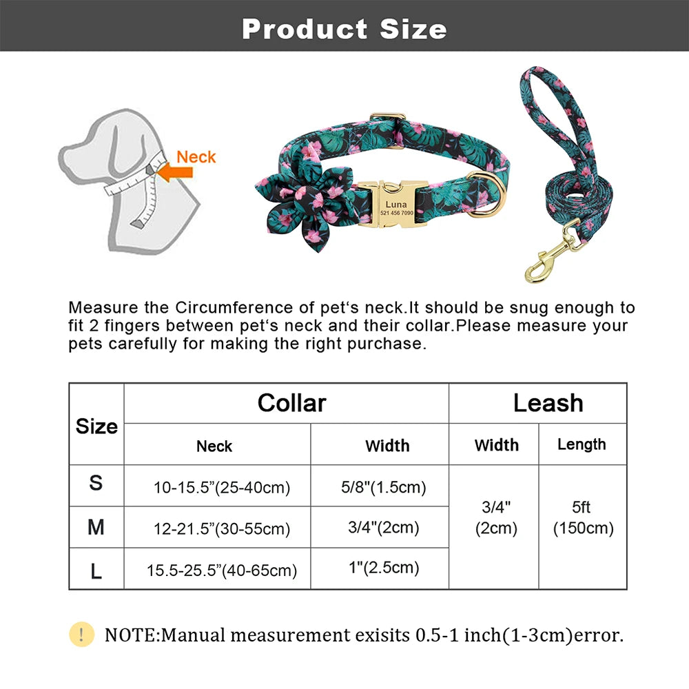Personalized Nylon Dog Collar with Engraved ID Tag – Custom Printed Pet Collar for Small, Medium & Large Dogs